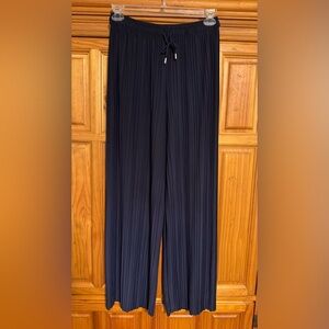 Navy Pleated Wide Leg Pants